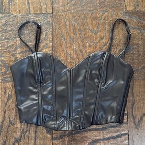 Zara Faux Leather Corset Top - Size S